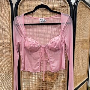 Princess Polly Pink Sheer Long Sleeve Top